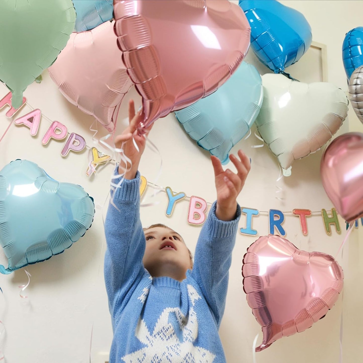 Pastel Colorful Heart Balloons, 18 Inch Matt Rainbow Heart Shape Balloon, 12PCS Multicolor Macaron Helium Foil Heart Balloon for Kids Birthday Baby Shower Engagement Wedding Party Decoration