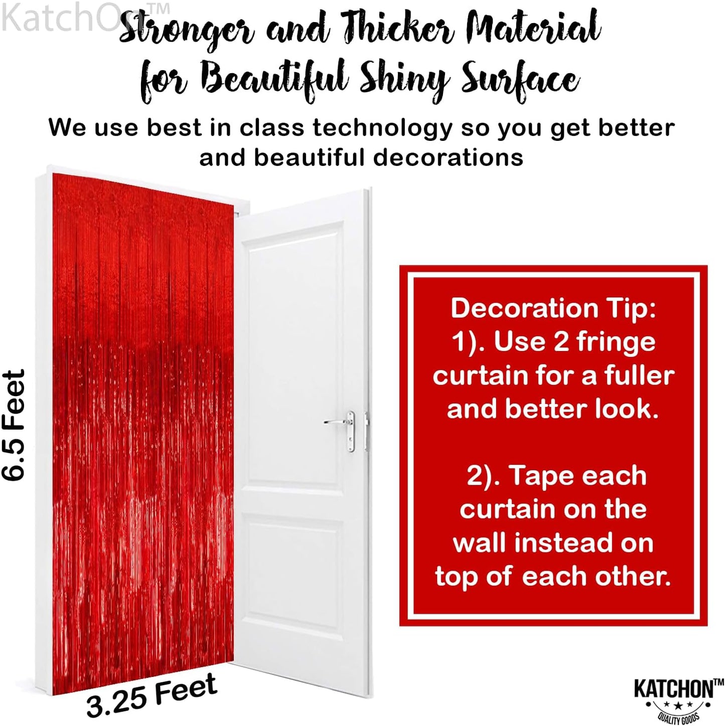 KatchOn, XtraLarge Red Streamers for Red Party Decorations - Pack of 2 | Fringe Backdrop for Anniversary, Bachelorette, Birthday Decoration | Casino, Halloween Decor