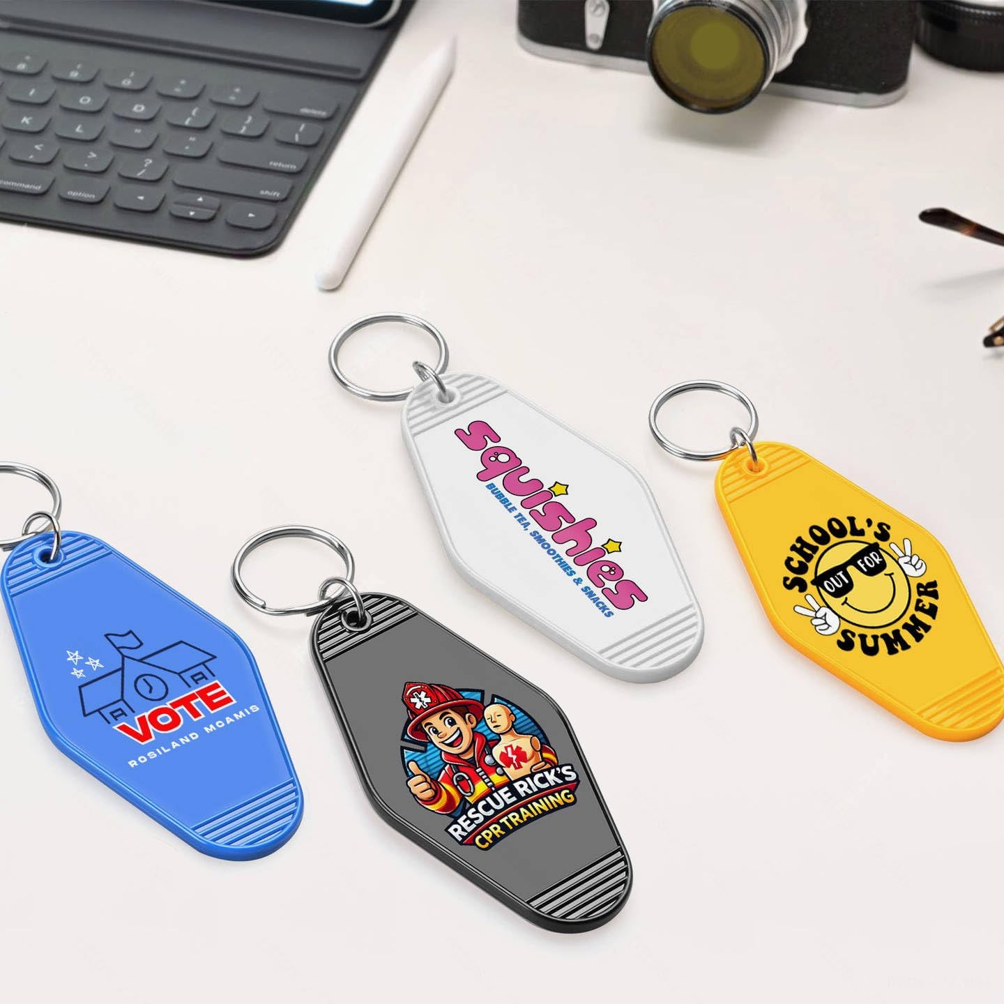 Custom Vintage Hotel Motel Keychains 300 Pack, Personalized Logo, Text Bulk - Perfect for Tradeshows, Campaign Gifts - Customizable Key Tags