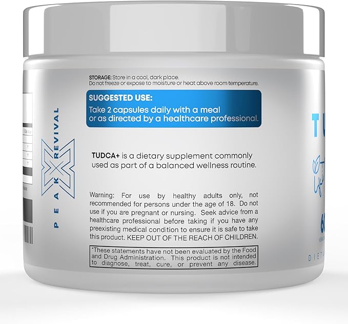 TUDCA+ 1000mg Bile Salt Supplement for Liver Support, Detoxification, Digestive Health, and Skin Health - Made in The USA (60 Vegan Capsules)