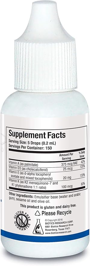 Biotics Research Bio ADEK Mulsion - Emulsified Formula, Improved Bioavailability, Supports Healthy Immune Responses, Bone Health, Eye Health, Cardiovascular Health, 1 fl oz