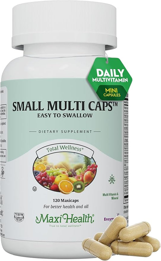 Maxi Health Multivitamin – Easy to Swallow Multi Vitamin Capsules with 30 Nutrients, Iron & Probiotics – Kosher Daily Multivitamins Small Capsules for Wellness Support & Digestive Ease (120 Units)