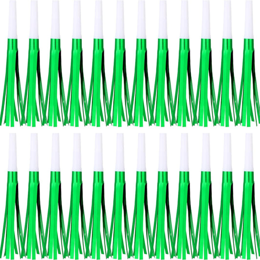 Metallic Fringed Noise Makers, for Noise Makers Party Favors, New Year Party, Baby Shower, Kids Birthday, 24 Pcs, Green