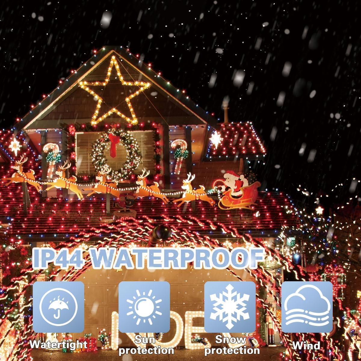 LAMPHOME 66ft Christmas Decorative Mini Lights,200 LED Transparent Wire Fairy Starry String Lights Plug in, 11 Lighting Modes, for Indoor Outdoor Xmas Tree Wedding Party Decoration (Red)