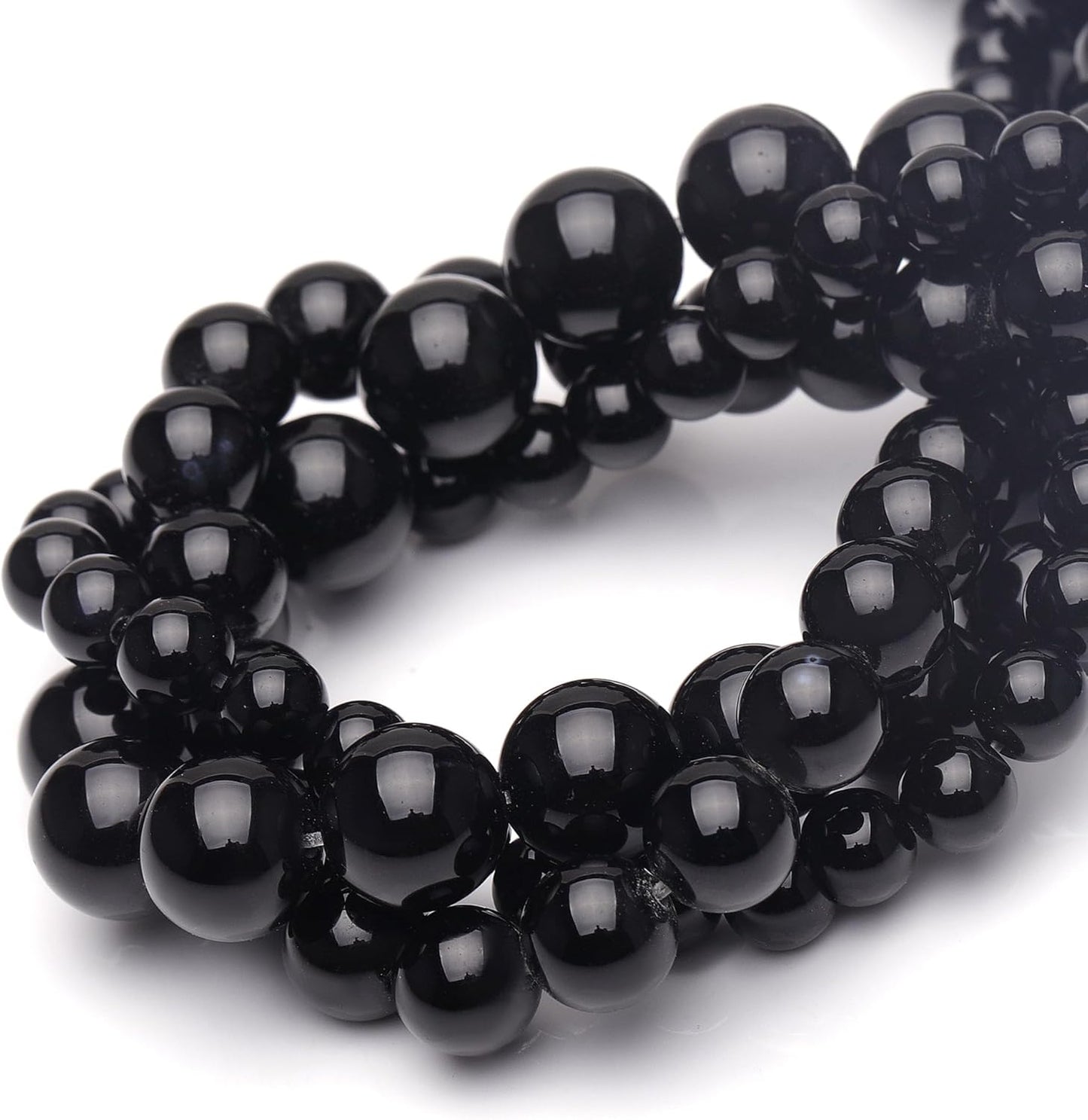 8mm Natural Stone Beads for Jewelry Making,Black Onyx Polished Smooth Round Gemstone Beads for Bracelet Necklace 15 Inch