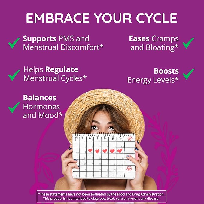 Hormone Balance for Women 180 Ct – PMS Support Supplement for Women, Menopause & Perimenopause | Bloating Relief, Menstrual Cramp, Mood, PMDD | Chasteberry, Black Cohosh, Dong Quai | Vegan, Non-GMO