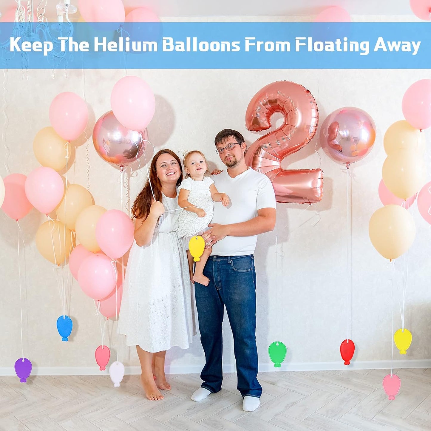 Lenwen 80 Pcs Balloon Weights Plastic Colorful Weights for Balloons for Birthday Party Decoration Wedding Holiday Celebration(Balloon Shaped,Rainbow)