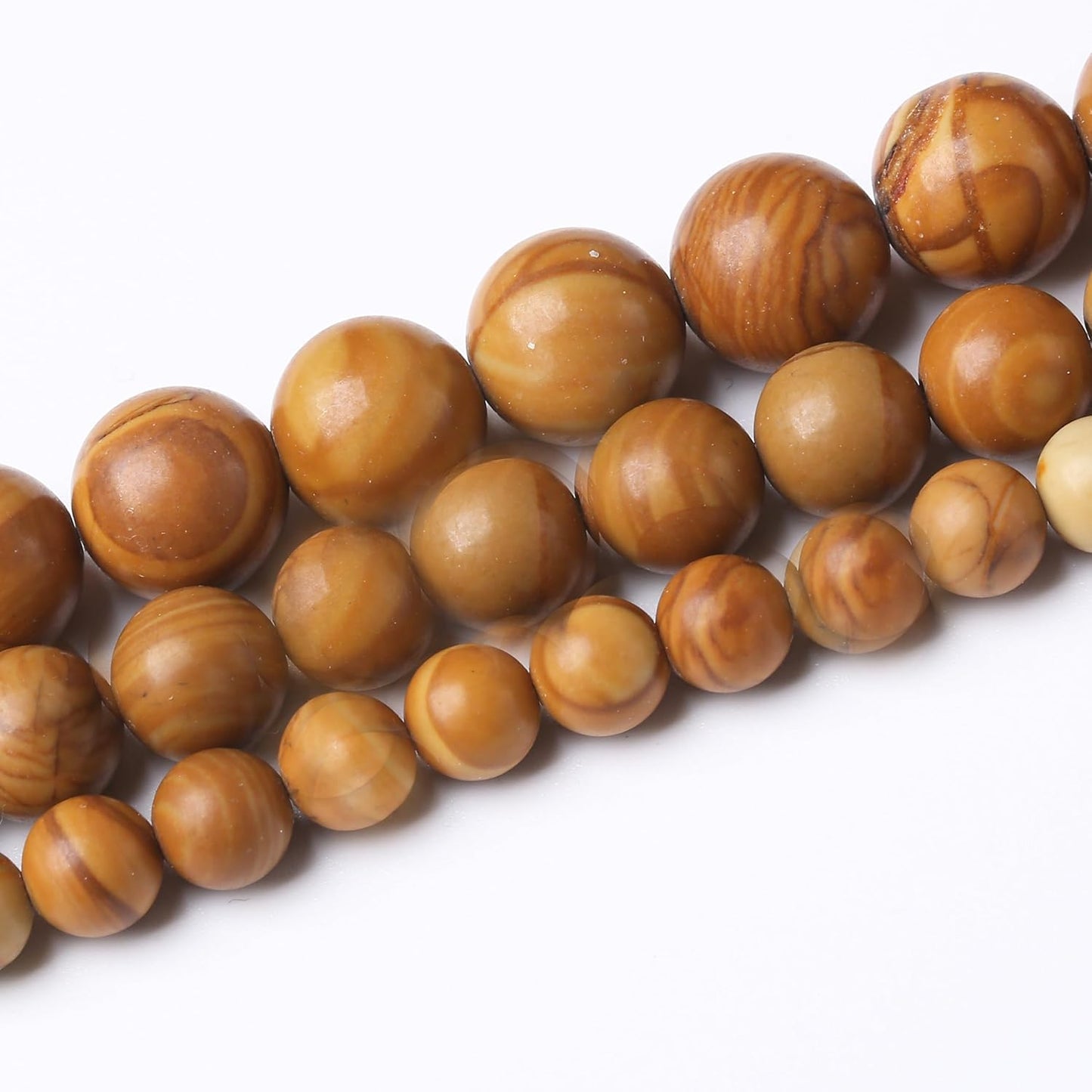 Yellow Woodgrain 8MM Stone Beads for Jewelry Making DIY Craft Gemstone Beads Kit, (45pcs) Smooth Healing Crystal Beads for Bracelets, Necklaces, Home Decor