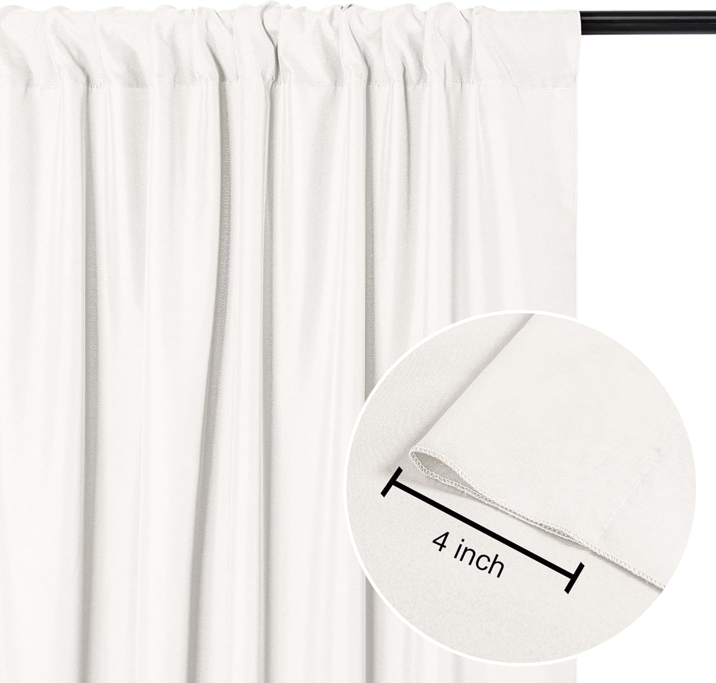 DWCN 10x10 FT Ivory Backdrop Curtains for Parties, Photography Backdrop Drapes with Rod Pockets for Wedding Decorations Stage Birthday Family Gatherings, 2 Panels 5ft x 10ft