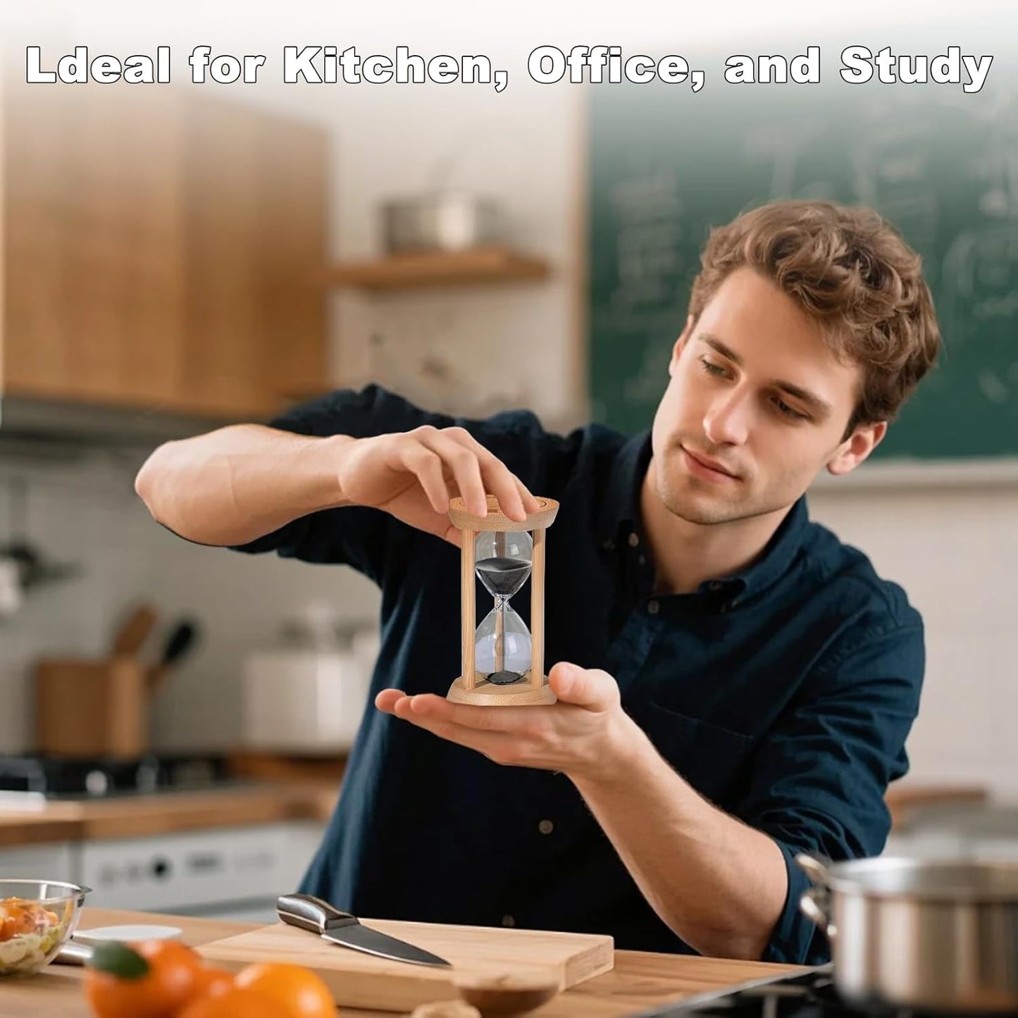 10 Minute Wooden Sand Timers, Bamboo 1Black Sand Hourglass for Productivity, Meditation & Decor, 10min Reloj De Arenai for Kitchen, Office, Yoga, Game, Classroom