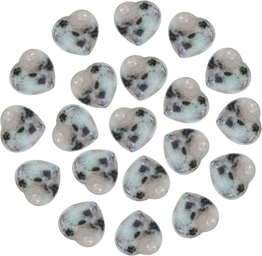PATIKIL 20 Pcs Natural Heart Shaped Crystal Stone, 0.6 Inch Mini Polished Love Gemstone Crystal, Pocket Rock Engraved Worry Stones for Women Gifts Meditation, Tianshan Blue