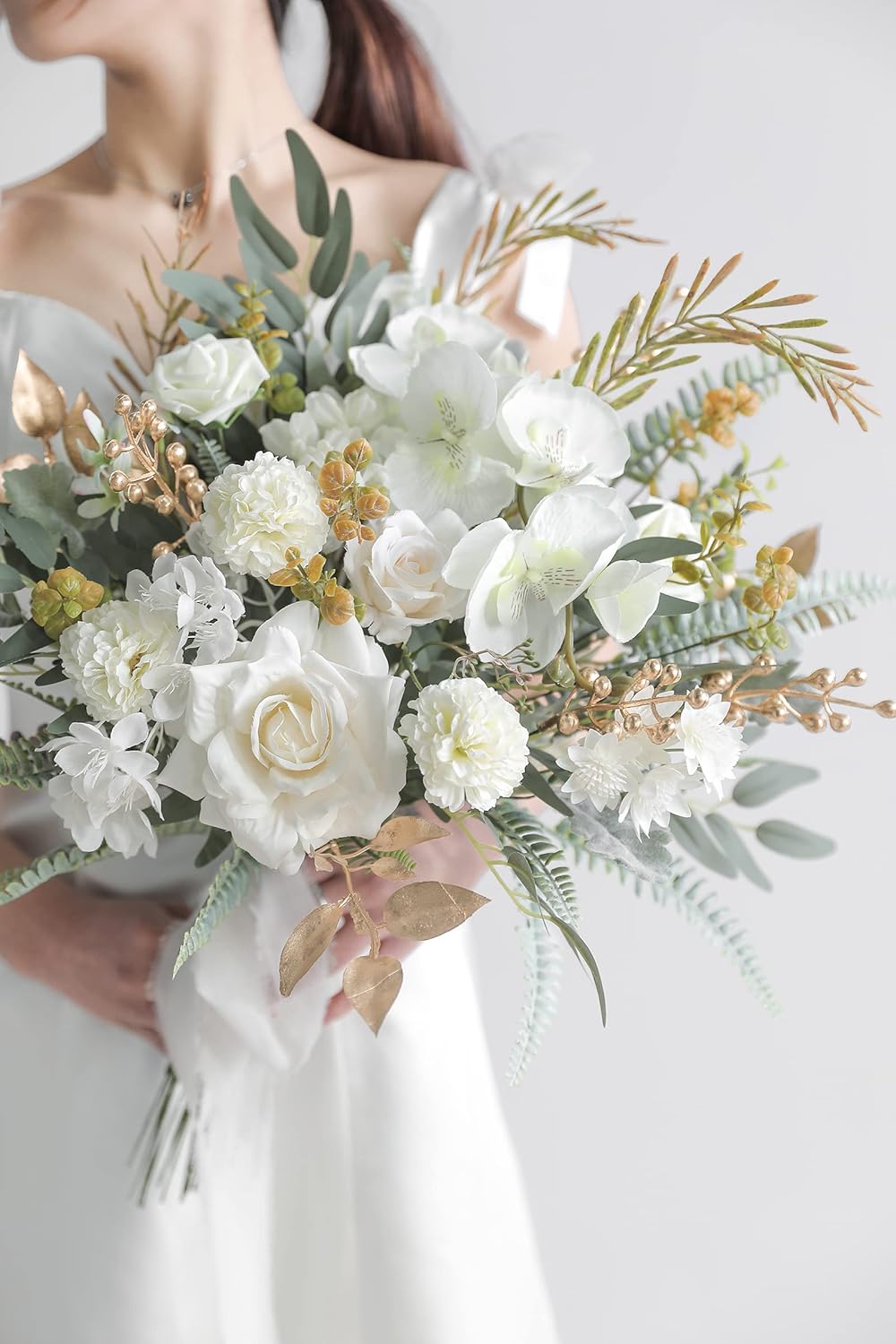 Serra Flora Artificial Greenery Spray Box Set(Pack of 54pcs) with 6 Kinds of Golden Green Filler for Wedding Bouquet Table Centerpieces and Floral Arrangement (Golden&Green)