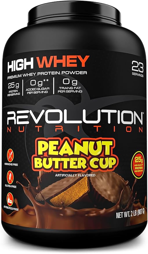 High Whey, Protein Powder 2LB, Whey Isolate, Gluten Free, Lean Muscle Mass for Men & Women, 25g of Protein Per Scoop, 908 g, 24 Servings (Chocolate Peanut Butter Cup, 2 Pound)