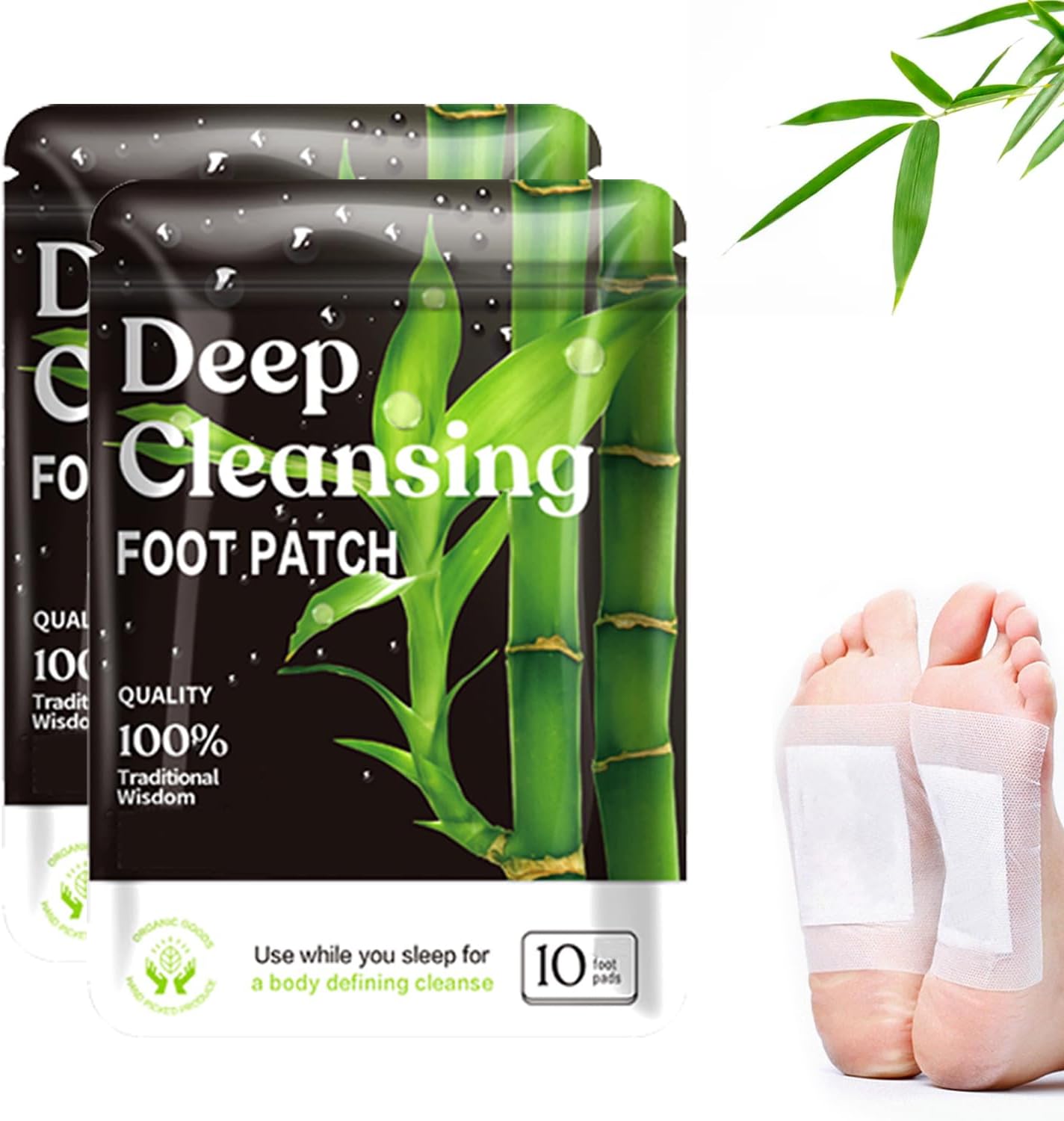 (20 Pads) Deep Cleansing Foot Pads for Better Sleep, Natural Bamboo Foot Patch | Relieve Stress, Improve Sleep and Relaxation