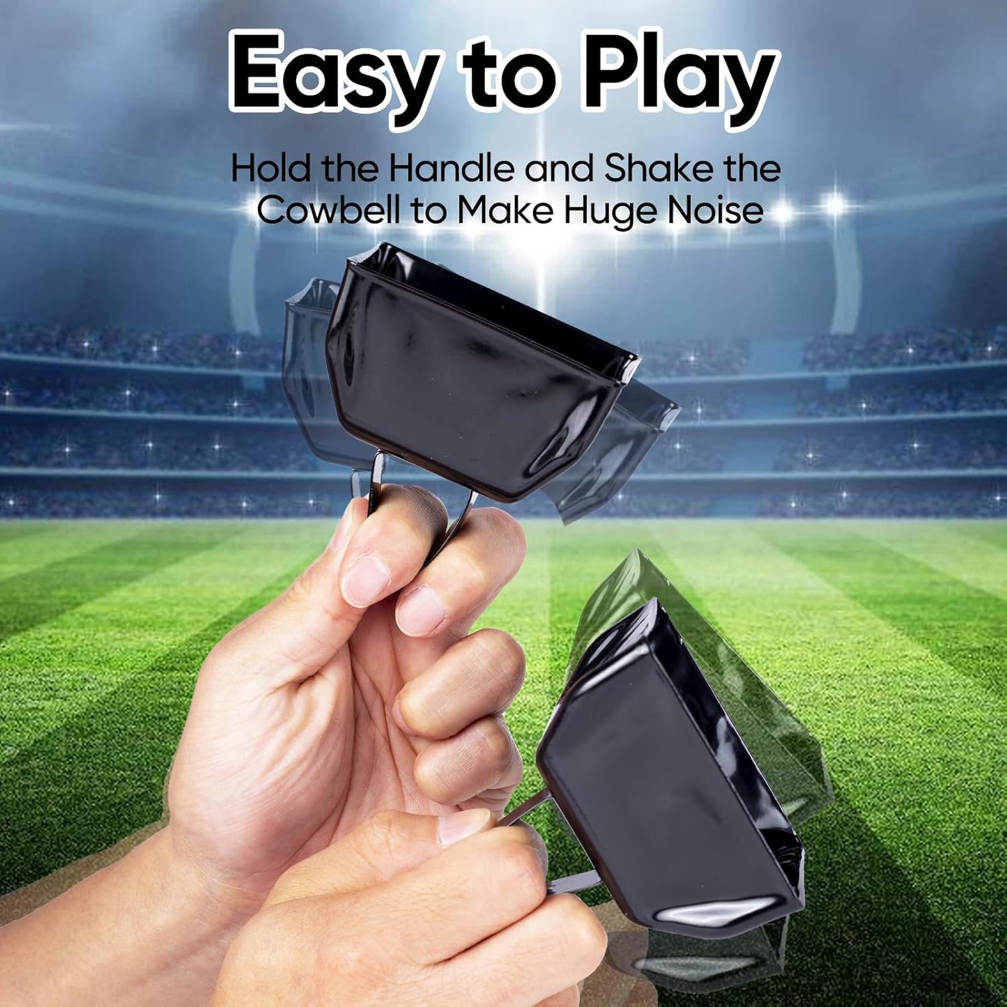 Cow Bells Noise Makers Cheering Bell: 12 Pcs Metal Cowbells with Handle for Sporting Events - Small Loud Bell Bulk Hand Percussion for Football Games Graduation Weddings-Black