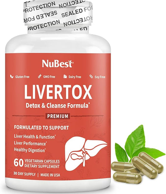 LiverTox - Advanced Liver Detox & Cleanse Formula - Herbal Liver Support with Milk Thistle, Turmeric, Artichoke, Dandelion, Beet & Zinc Helps Liver Function & Digestion | 60 Vegan Capsules