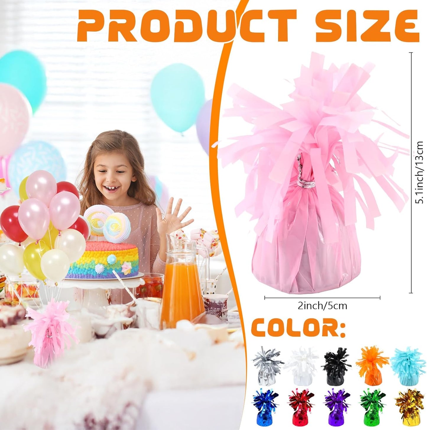 8 Pcs Pink Metallic Balloon Weights Holder Anchors Balloon Holder Weights for Helium Balloons Birthday Graduation Party Christmas Wedding Celebration Decoration (Pink)