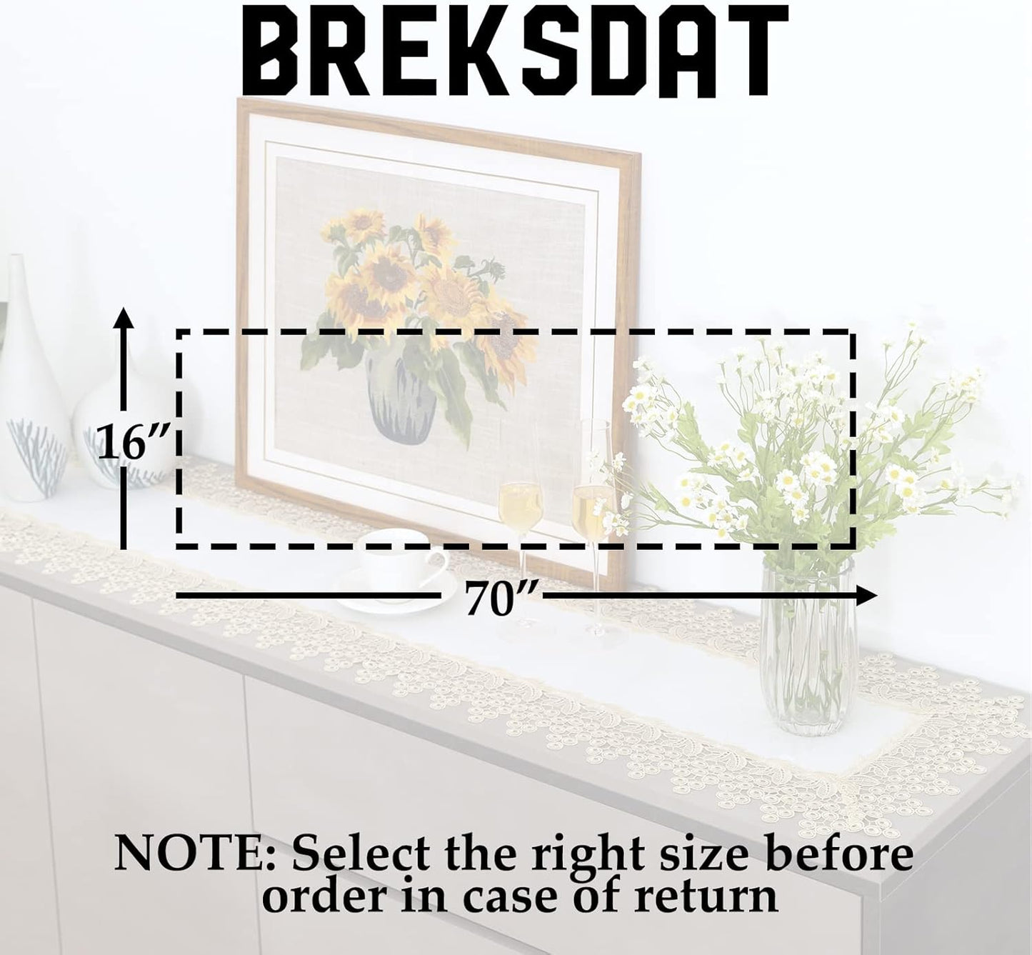 Beige lace Premium Rectangle Farmhouse Table Runner Waterproof OilProof SpillProof AntiShrink Soft Wrinkle Resistant Decorative Fabric Table Cover Kitchen Dinning Party Wedding Banquet