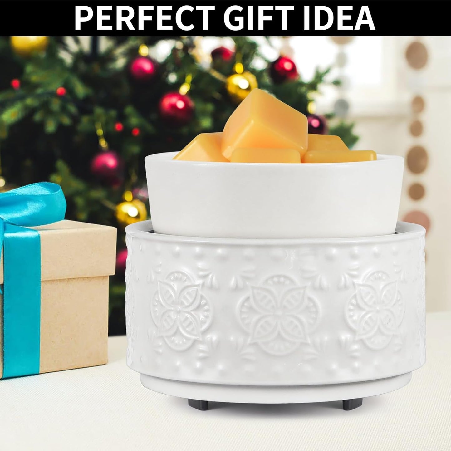 Wax Melt Warmer,Candle Warmer for Scented Wax,Electric Warmer Home Fragrance Oil Burner as Gifts for Mom Grandma Women(White-Granular)