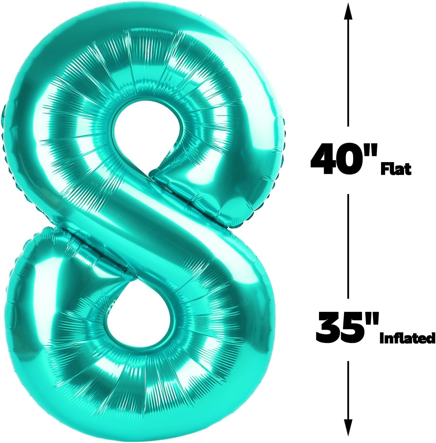 Helium Foil Teal Blue Number 8 Balloon 40 Inch, Mylar Eight Numbers 8 18 28 38 48 58 80 88 Birthday Balloons, Teal Blue Women Men Anniversary Graduations Party Supplies