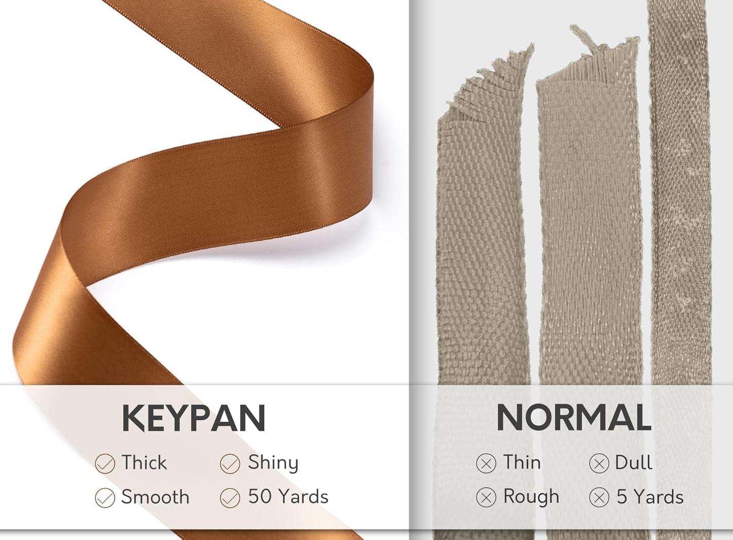 Brown Satin Ribbon 1-1/2 Inch 50 Yards Double-Faced Polyester Ribbons for Gift Wrapping Crafts Flower Bouquet Wedding Paper Christmas Holiday Decor