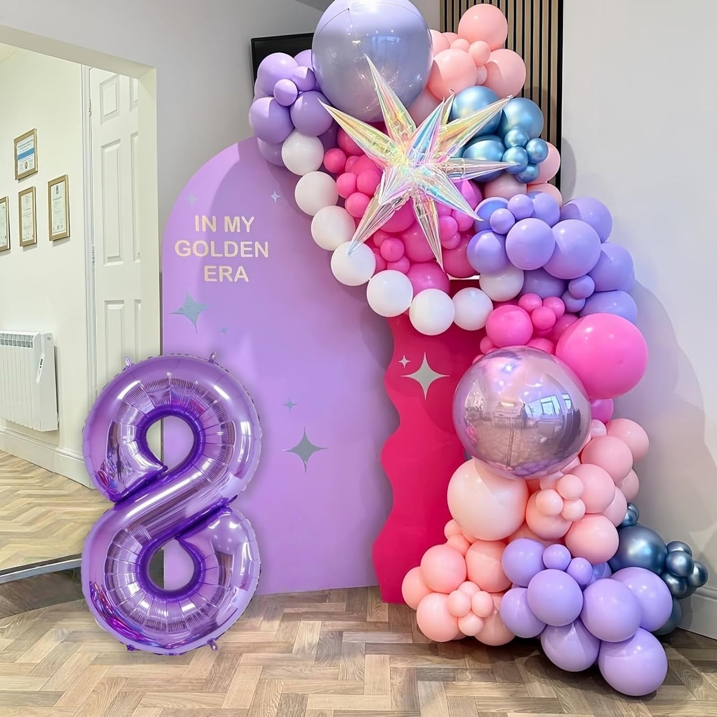 Purple 4 Balloon Number,40 Inch Number 4 Balloon Big Purple 4 Foil Mylar Helium Balloon for Birthday Party Decorations