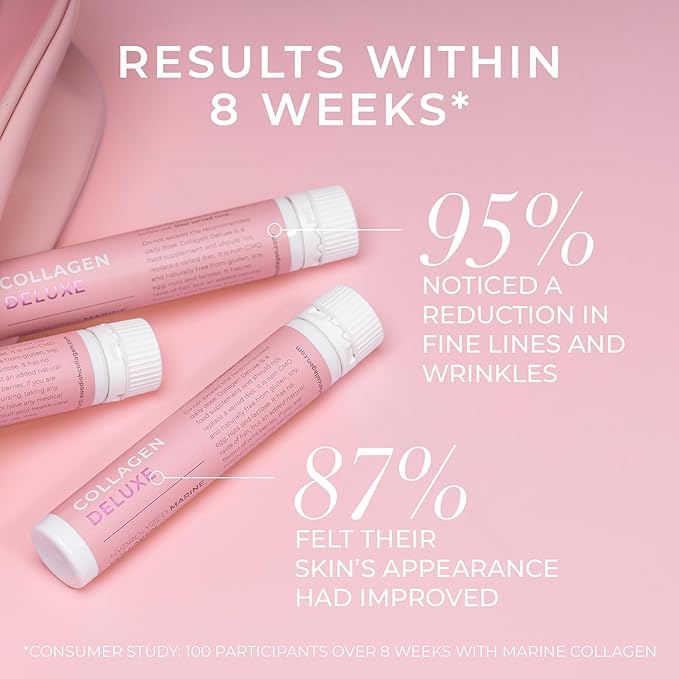 Collagen Deluxe 30 Shots x 2 I 8 Week Bundle I 12500 mg Marine Collagen (Type I & III) I Hyaluronic Acid, Biotin, Vitamin C I Sugar-Free - 8 Week Supply