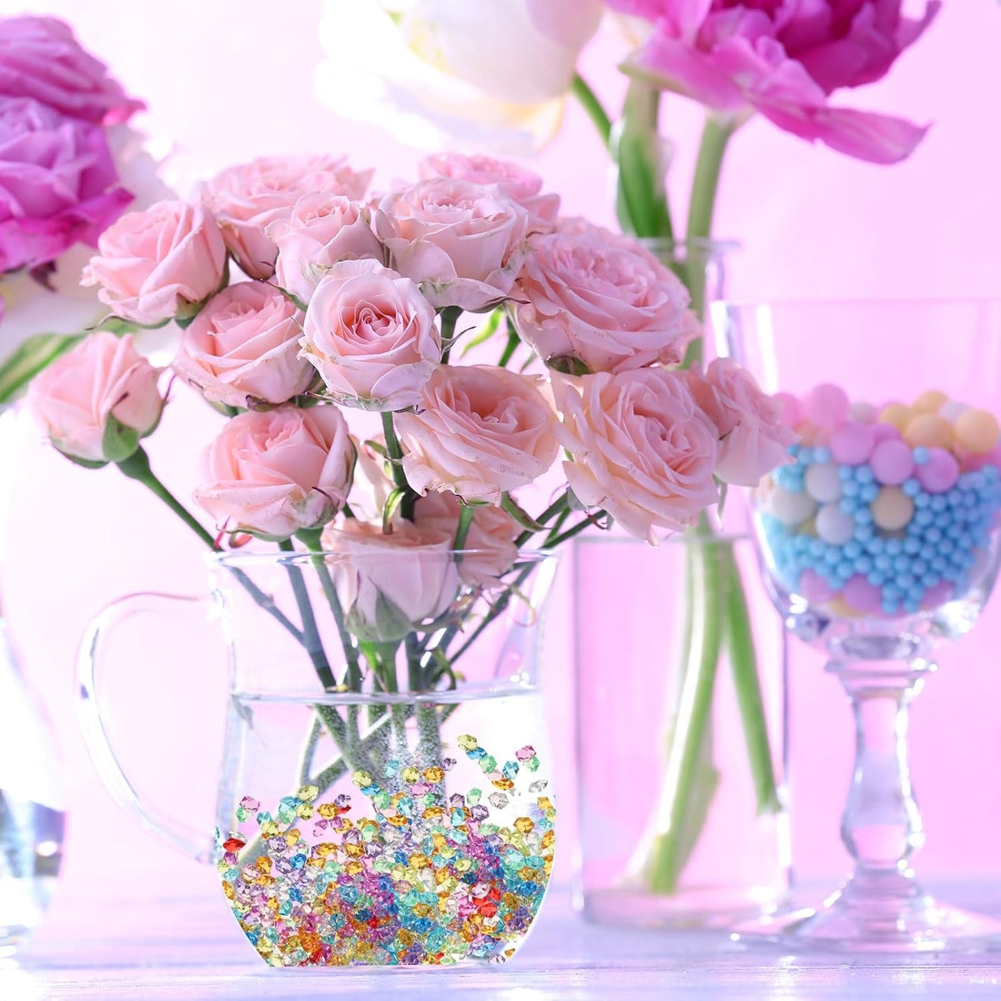 uxcell 1000pcs Fake Ice Rocks, Dazzling Clear Resin Crushed Ice Sparkling Fake Diamonds Gem Stones for Vases Fillers Table Scatter, Theme Party Favors, Gold