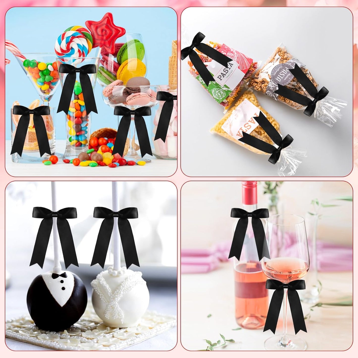 Riceshoot 24 Pcs Satin Ribbon Bow 3.5x5 Inch Twist Tie Bows for Gift Balloon Bag Cake Craft DIY Wedding Birthday Party Decor