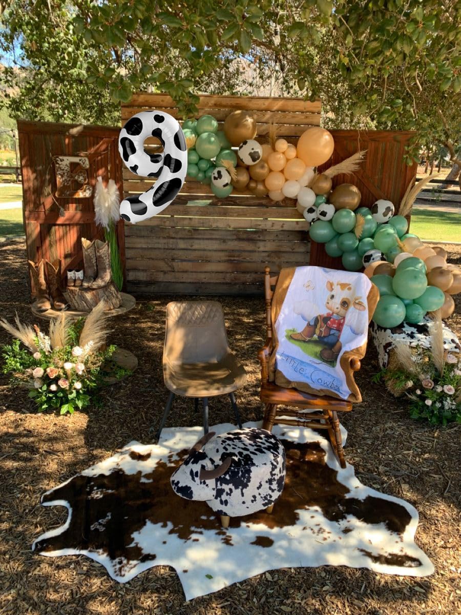40 Inch Big Cow Print 9 Balloon Number, Jumbo Giant Happy 9th 19 29 39 49 99 Birthday Party Decorations, Large Nine Mylar Foil Anniversary Birthday Party Engagement Decorations