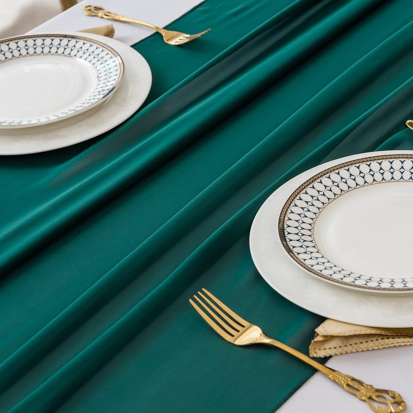 12Pack 9ft Chiffon Table Runner 14x108 Inch Sheer Romantic Table Runner for Wedding Birthday Party Bridal Shower Outdoor Decoration-Hunter