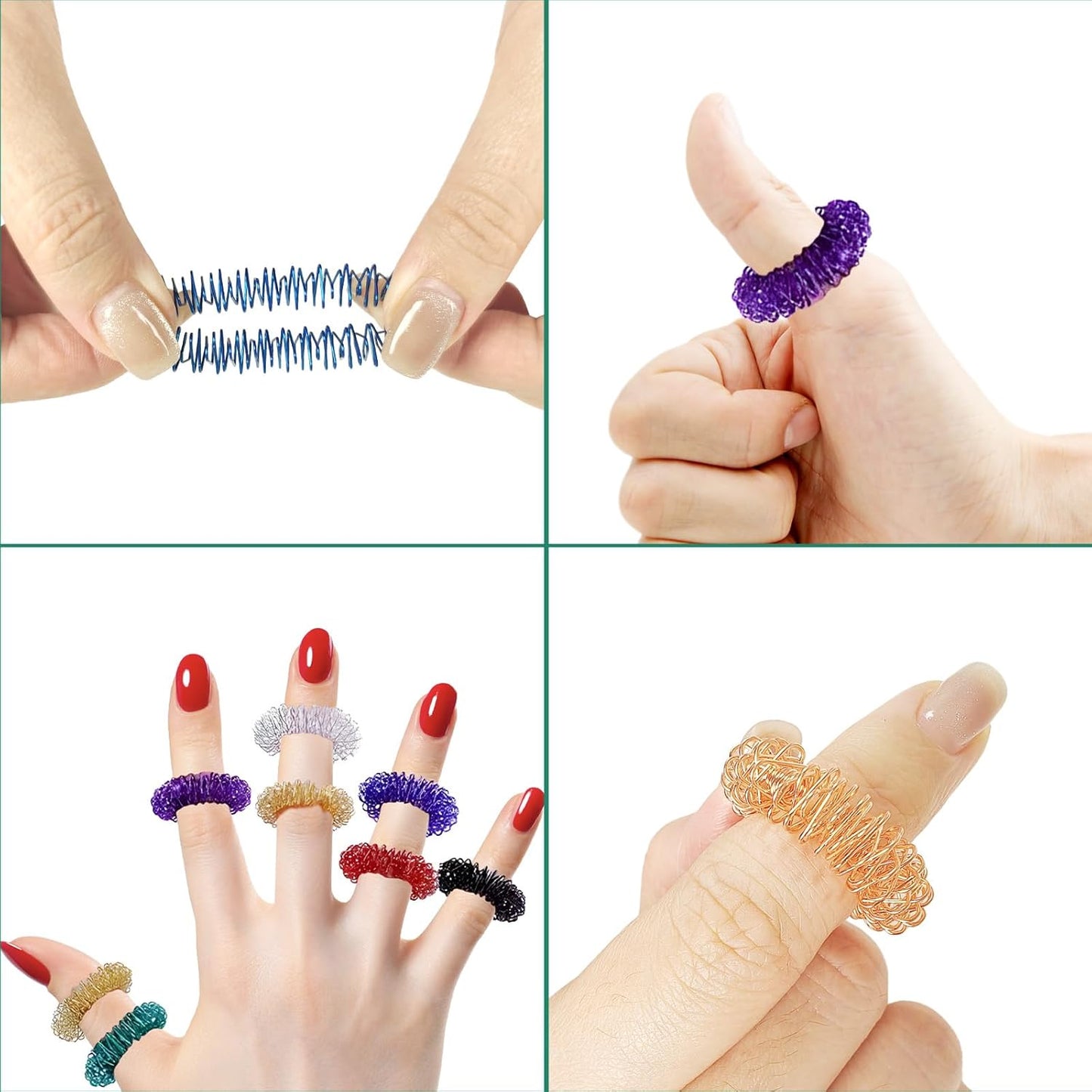 100 PCS Acupressure Rings Spiky Sensory Fidgets Rings, Finger Massage Ring for Stress Relief Toys Acupuncture Ring Set for Kids Women Men, Anxiety Relief Toys Stress Reducer Massager 8 Colors