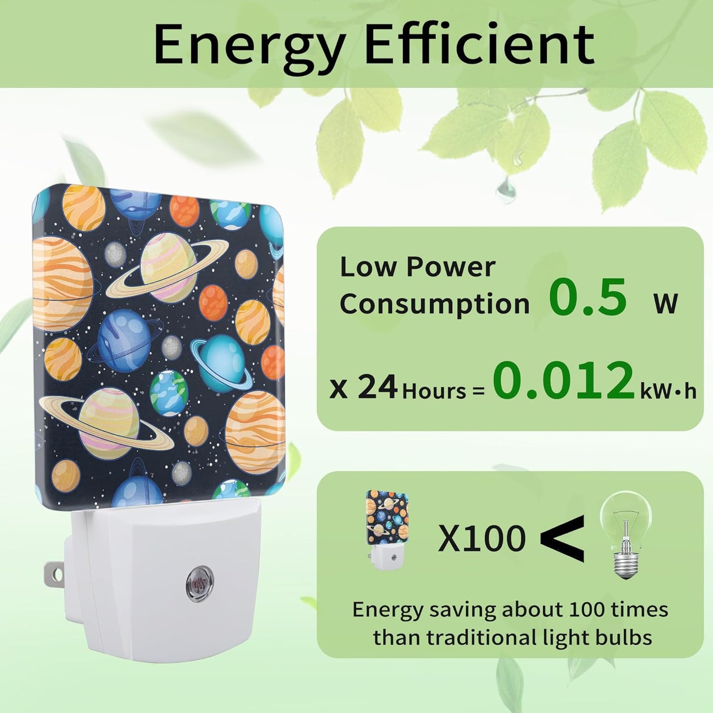 Cartoon Universe Planets Night Light, Cute Night Light Plug into Wall with Dusk to Dawn Sensor, LED Lamp Energy Saving Lights for Men Women Boys Girls,Lamp for Bedroom Bathroom Hallway