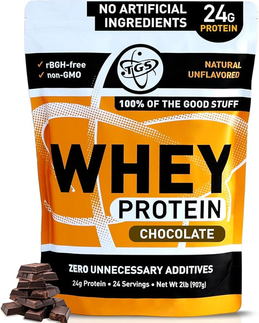Chocolate Whey Protein Powder - 2lb - No Artificial Sweeteners, Mixes Well, No Soy, No Hormone, No Gluten, US Farms