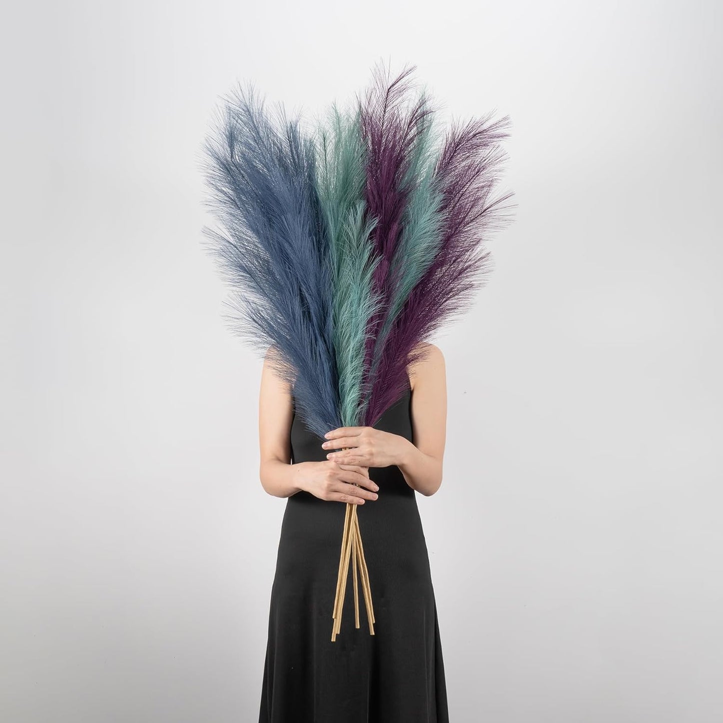 EVODIS Pampas Grass Decor Tall, 43"/110cm Faux Pampas Grass 6 Stems Large Pompass Grass Branches Tall Bulk Boho Flower Arrangement for Home Room Wedding Party Decor