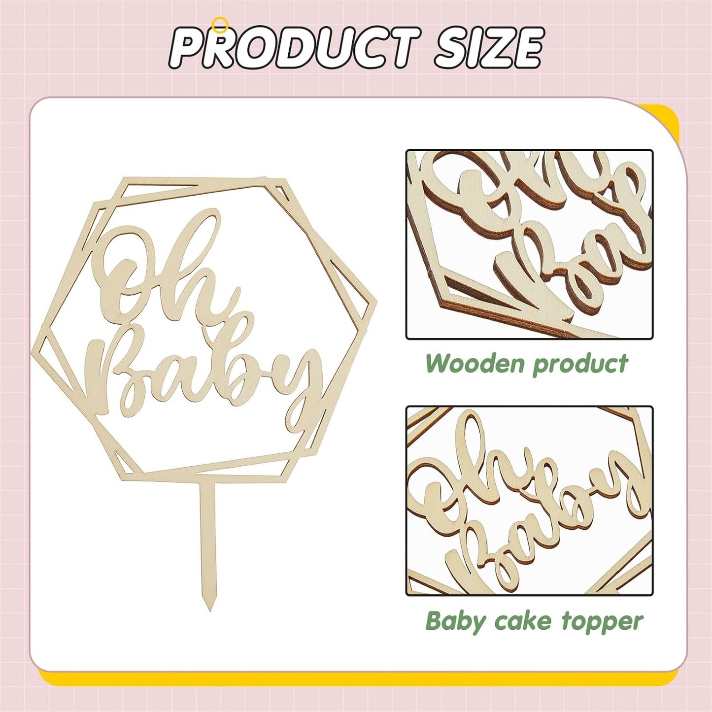 34-piece Wood Cake Topper Set - Boho Cake Decorations with Artificial Eucalyptus Leaves for Gender Reveal Parties, Birthdays, and Weddings