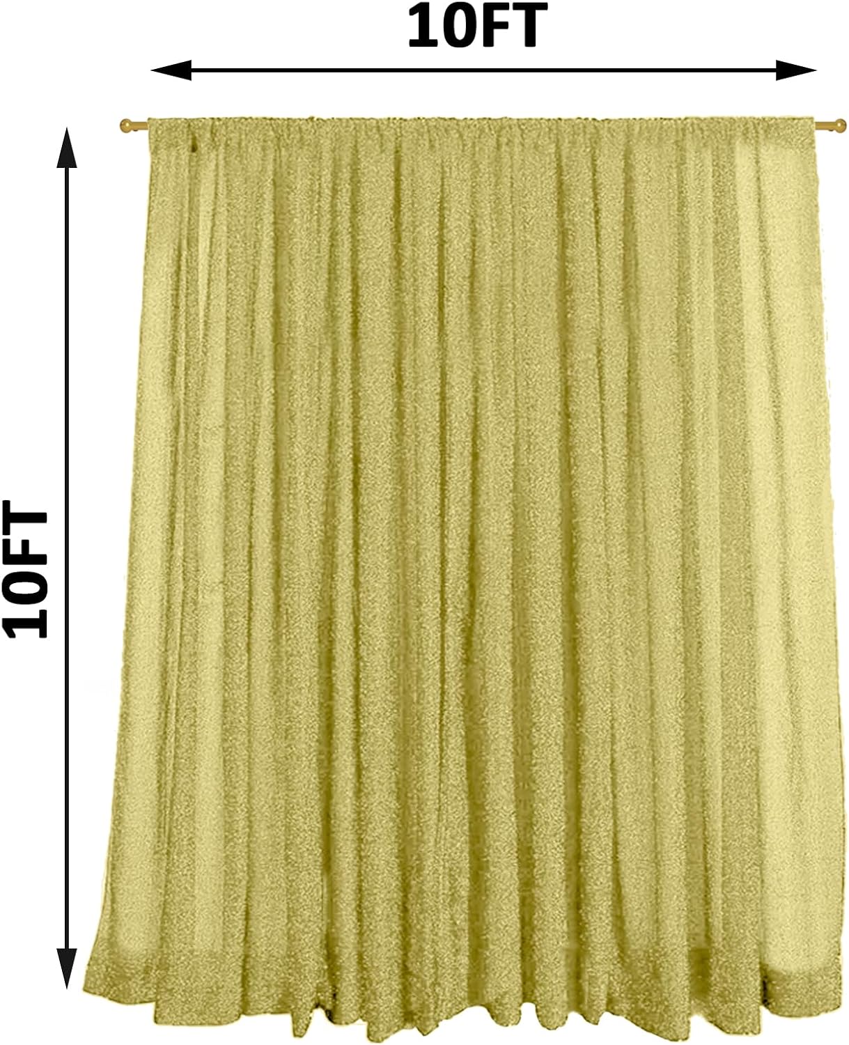 10FT x10FT Champagne Metallic Sheer Spandex Backdrop, 1 Panel Glitter Photography Background, Stretchy Spandex Fabric for Wedding, Party, Baby Shower, Photo Booth Decor