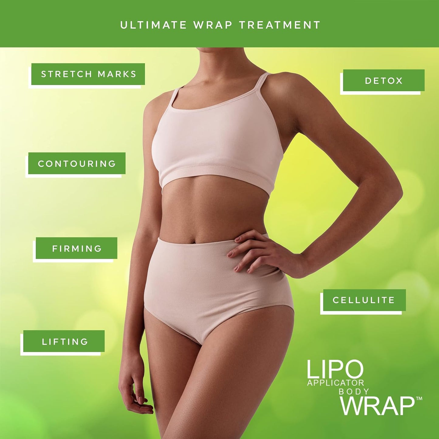 Body Wrap With Guarana, Green Tea, and Seaweed Wraps Works for Stomach Belly Legs Arms Abdomen. 6 Wraps + Gel