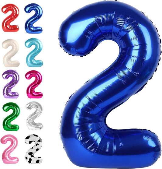 Big 40 Inch Night Blue 2 Number Balloon Birthday Decoration, Night Blue Number 2 Helium Balloons 12 20 22 23 24 26 28 32 42 Celebration, Boy Girl Baby Anniversary Party Graduations Supplies