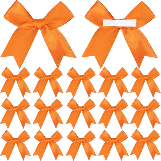 50 Pieces Gift Wrap Bows Premium Satin Ribbon Bows 3.3 Inch Craft Bows for Gift Wrapping DIY Treat Bags Holiday Gifts Bag Party Decorations, Wedding Decor Christmas Birthday Presents (Orange)