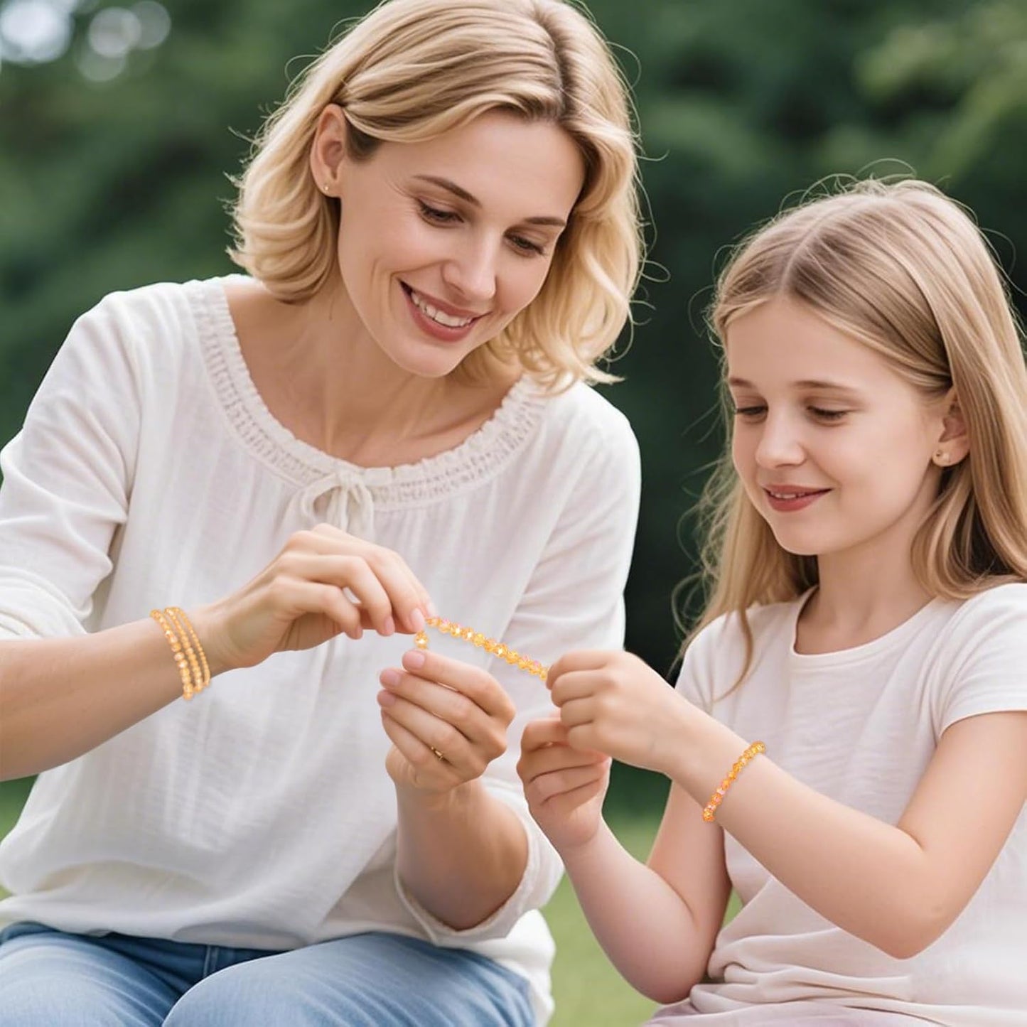 800Pcs 4/6/8/10mm Crystal Glass Beads for Jewelry Making Beads for Bracelets Necklace Pendants Making Supplies(Gold Champagne)