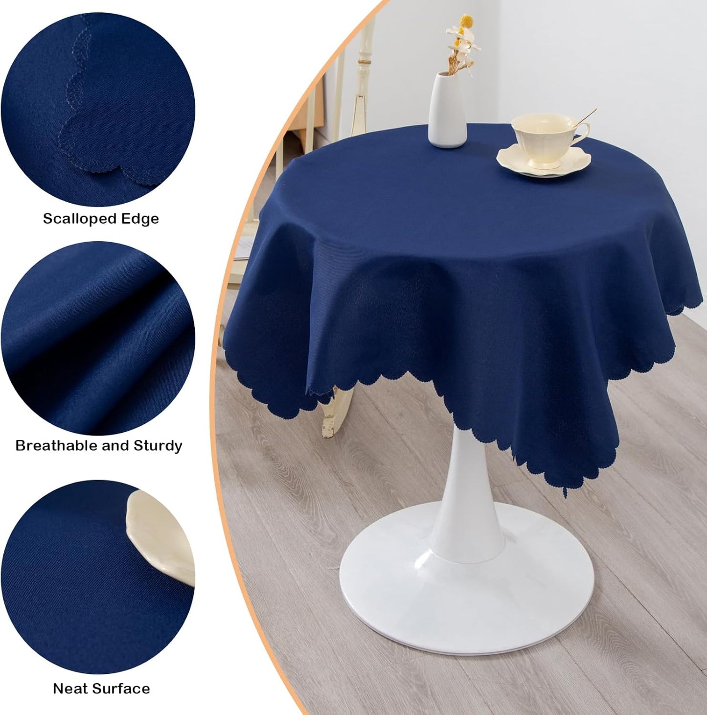 Small Square Navy Tablecloth 36 x 36 Inch Polyester Fabric Washable Table Cover Decorative Wrinkle Resistant Solid Color Table Cloth for Kitchen Dinning Party Wedding Camping