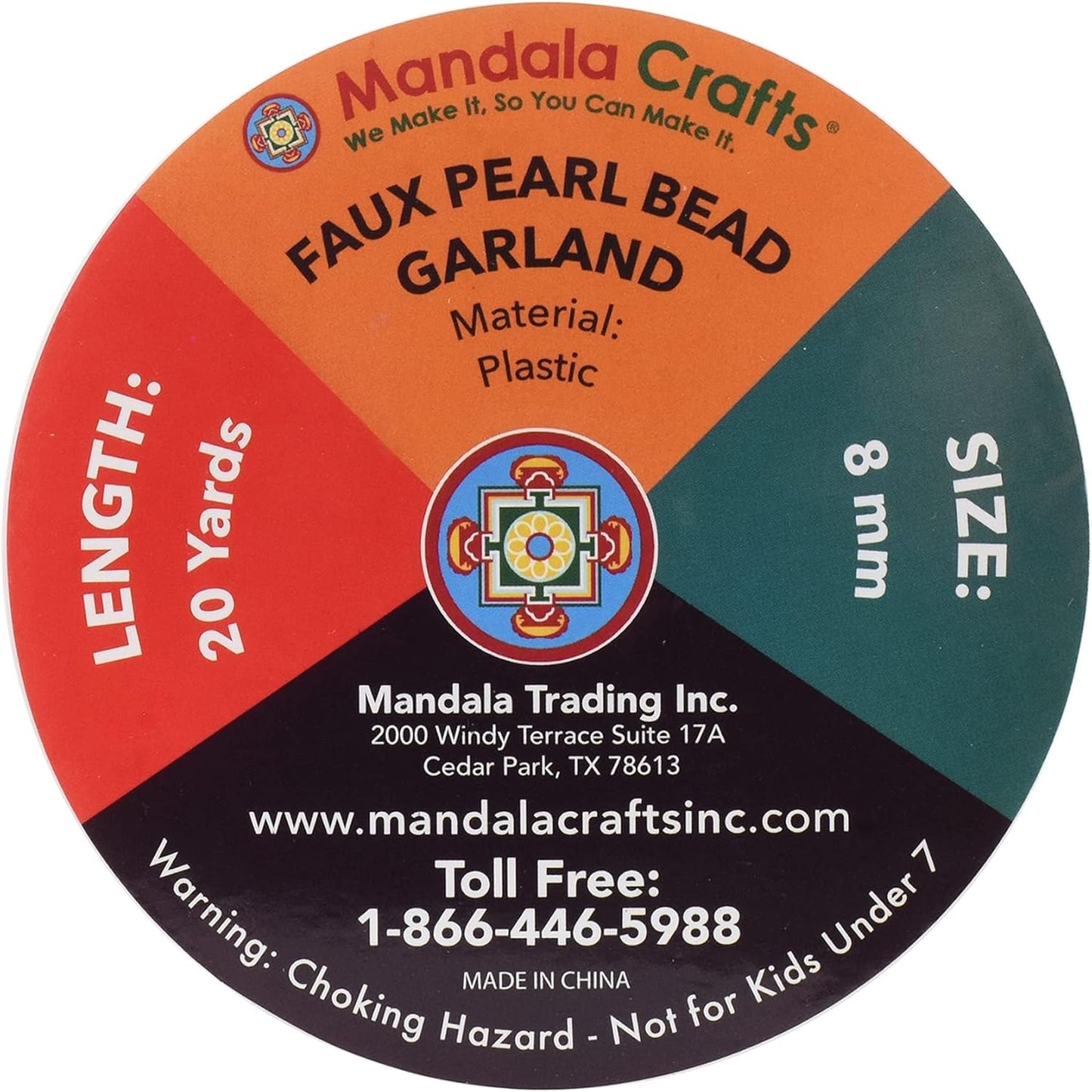 Mandala Crafts 8mm Faux Brown Pearl Beads Roll - 20 Yards Strand of Fake Pearls Chain Garlands Spool String for Christmas Tree, Wedding, Party, Vases, DIY Decoration