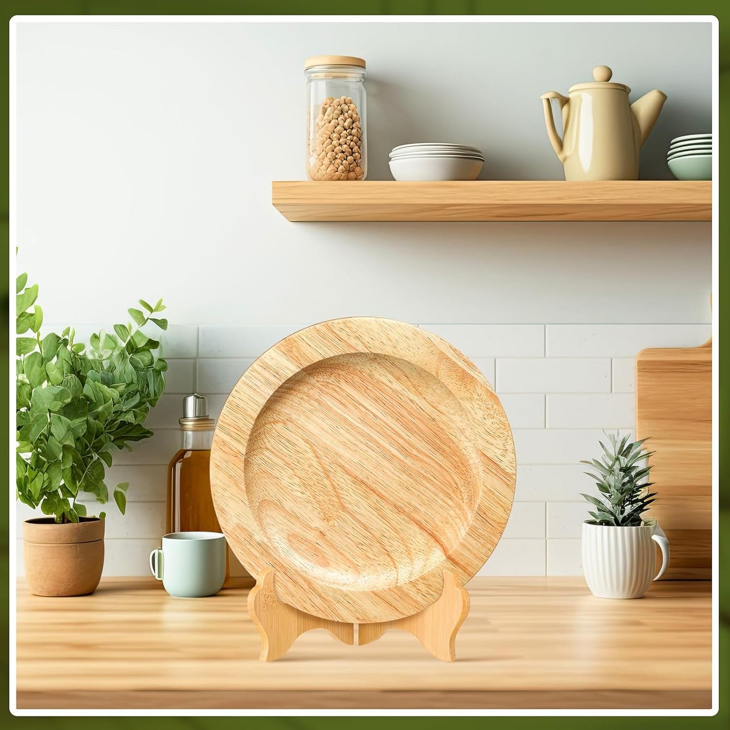 Tatuo 4 Packs Wooden Display Stand Decorative Plate Stands for Display Picture Frame Holder Easels(Wood,4 Inch)