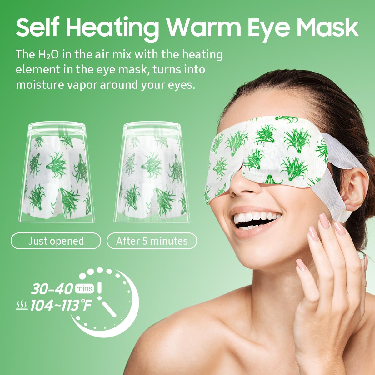 30Packs Steam Eye Mask, Heated Eye Mask Warm Compress for Eyes, Self Heating Warm Eye Masks Disposable Steam Mask for Home Sleep, Spa, Travel Essentials & Relaxation Gifts (Lemongrass)