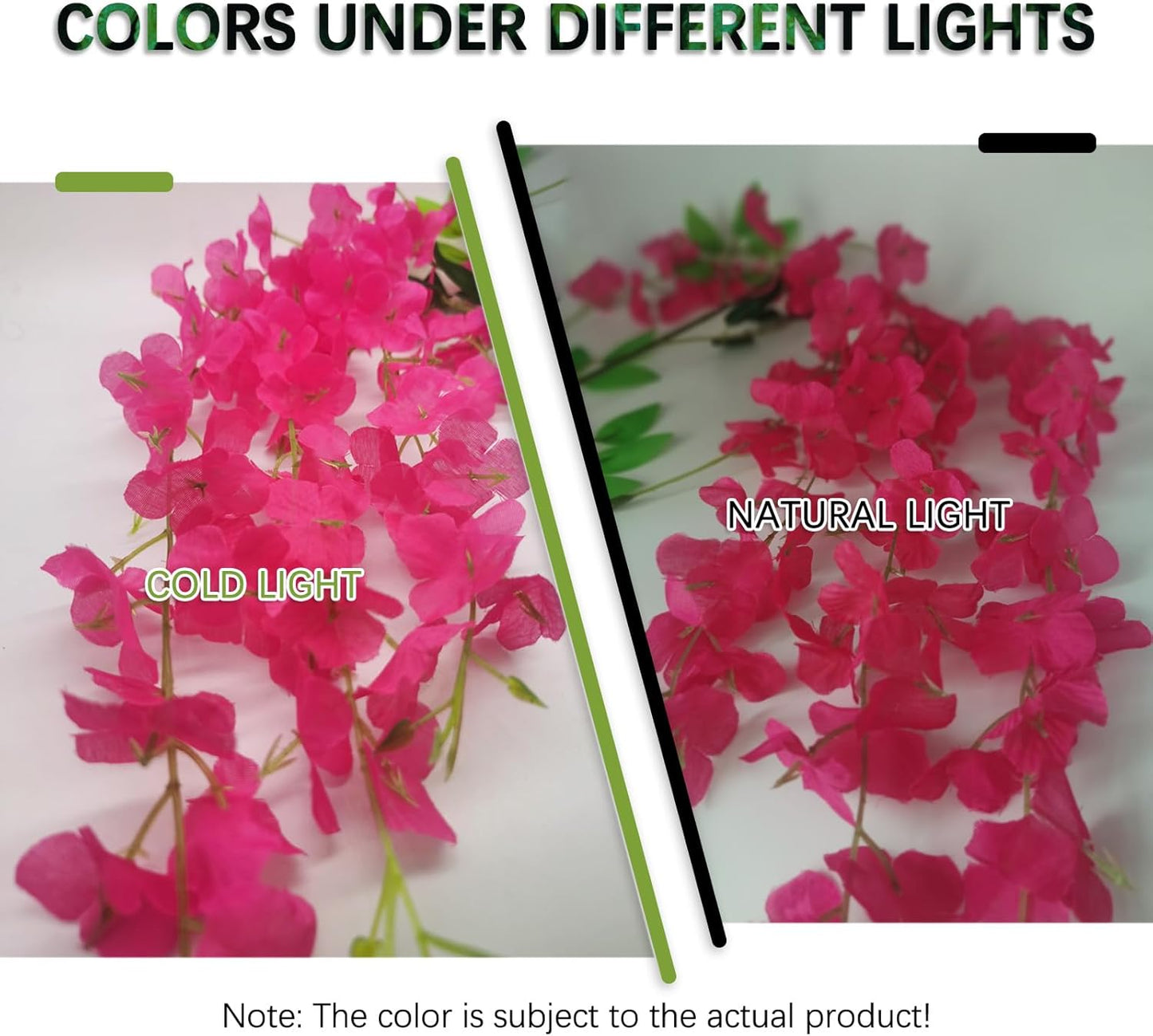 24 Pack Fuchsia Wisteria Hanging Flowers Garland, 3.77 Feet Artificial Flower Vines, Fake Wisteria, Artificial Vines Hanging Garland for Backdrop Outdoor Yard Garden Decor