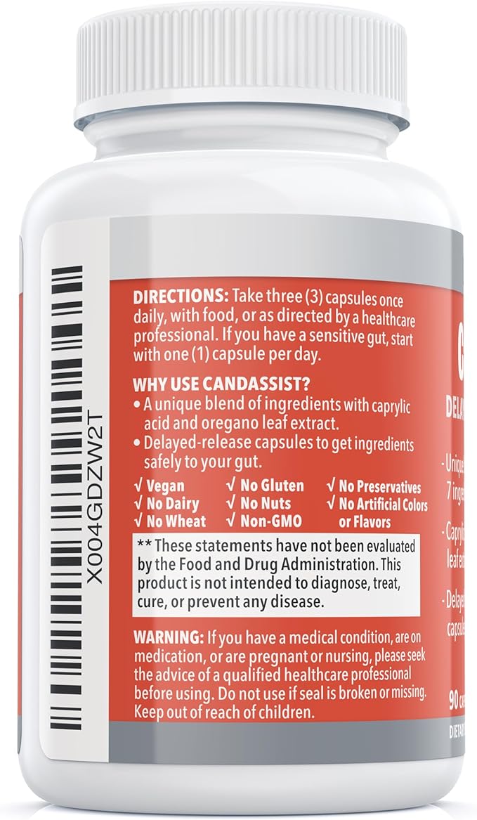 Balance ONE Candida Support with Caprylic Acid, Berberine & Oregano Leaf Extract – Supports Healthy Yeast Balance & Gut Flora – Delayed Release Capsules, 1 Month Supply, for Women & Men – CandAssist