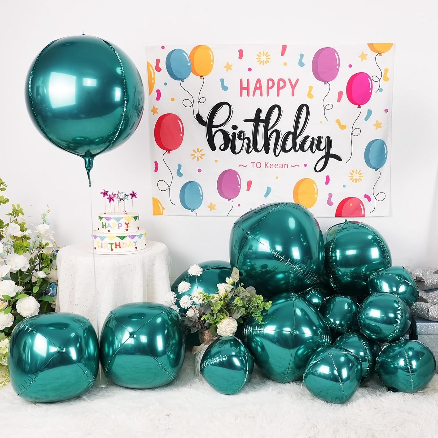 12Pcs Dark Green Round Foil Balloons, 22" 15" 10" 4D Helium Ball Balloon, Metallic Green Foil Balloon for Birthday Graduation Wedding Anniversary New Year Eve Disco Prom Party Decorations