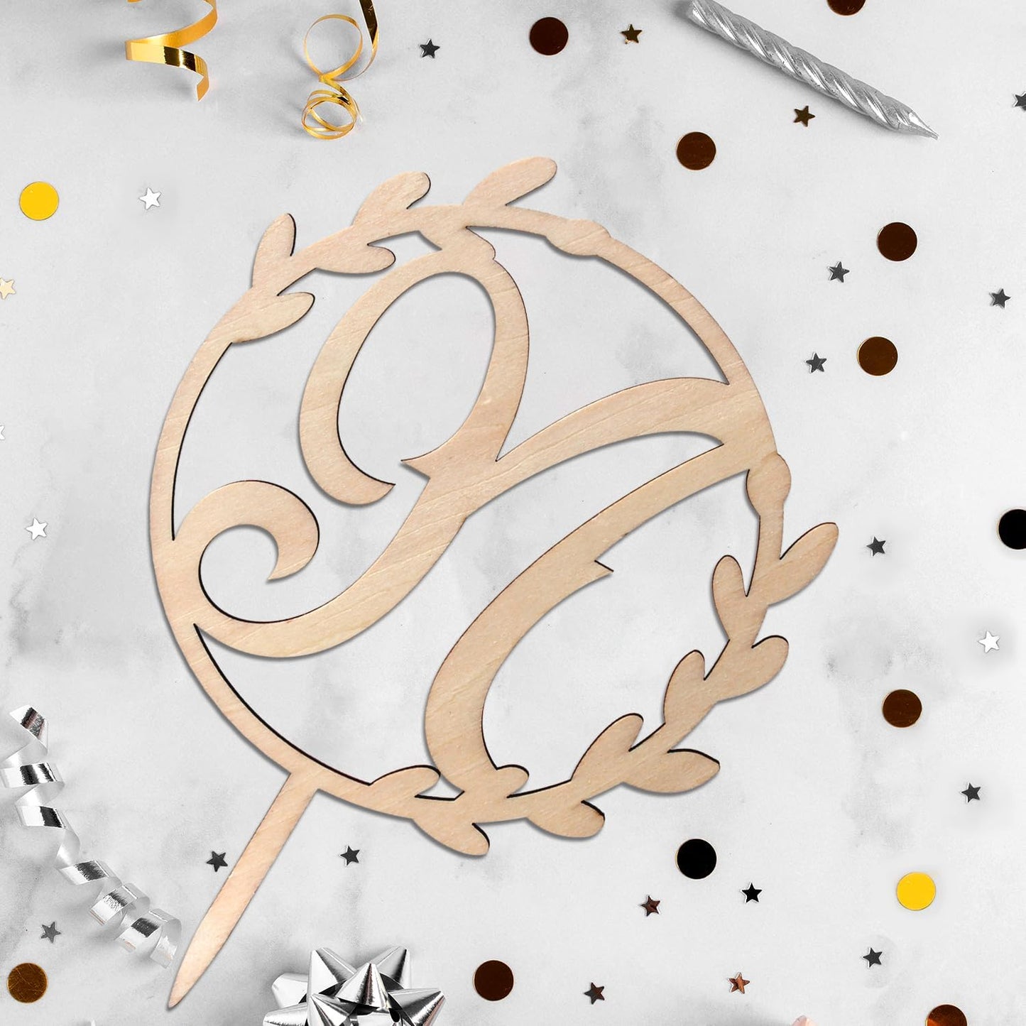 LINGTEER Personalized Inital Letter N Wooden Cake Topper Perfect for Birthday Rustic Wedding Party Keepsake Decoration