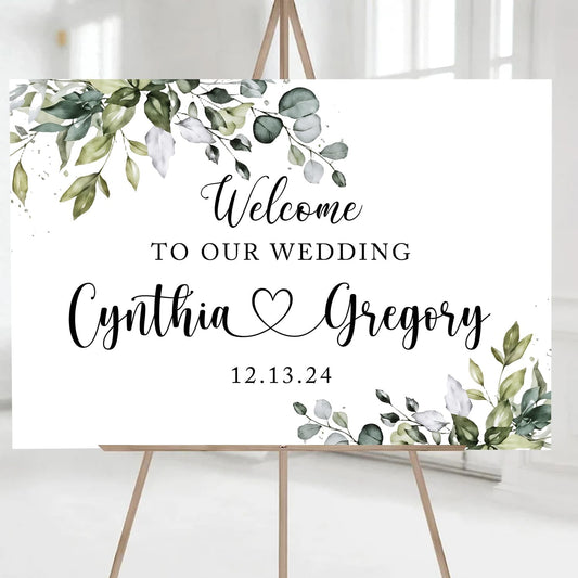 Custom Eucalyptus Wedding Welcome Sign Template, Elegant Eucalyptus Printable Sign for Ceremony or Reception